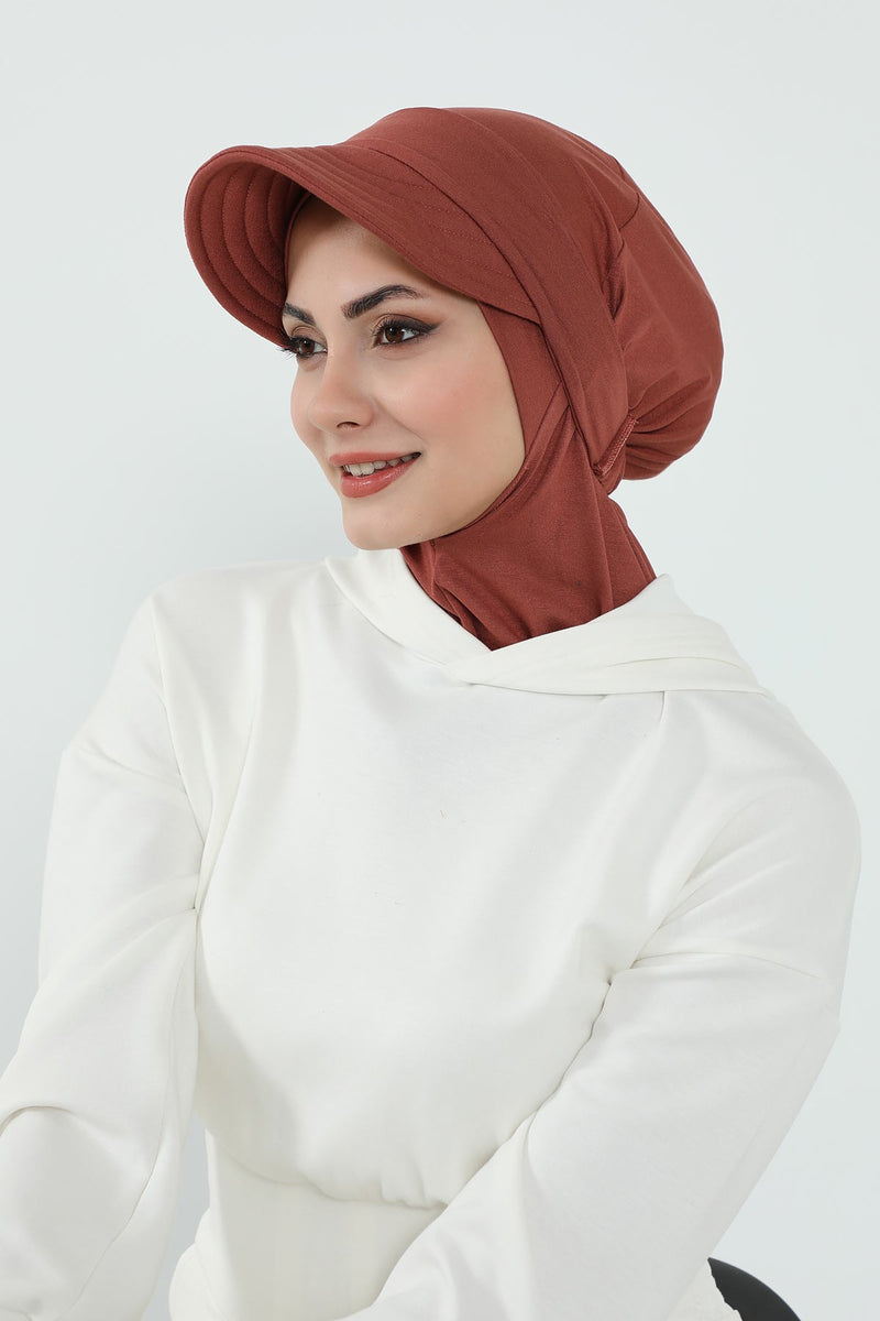 Detachable Visor Cotton Turban for Women Strech Head Wrap Combed Cotton Stylish One-Size Cap,B-82