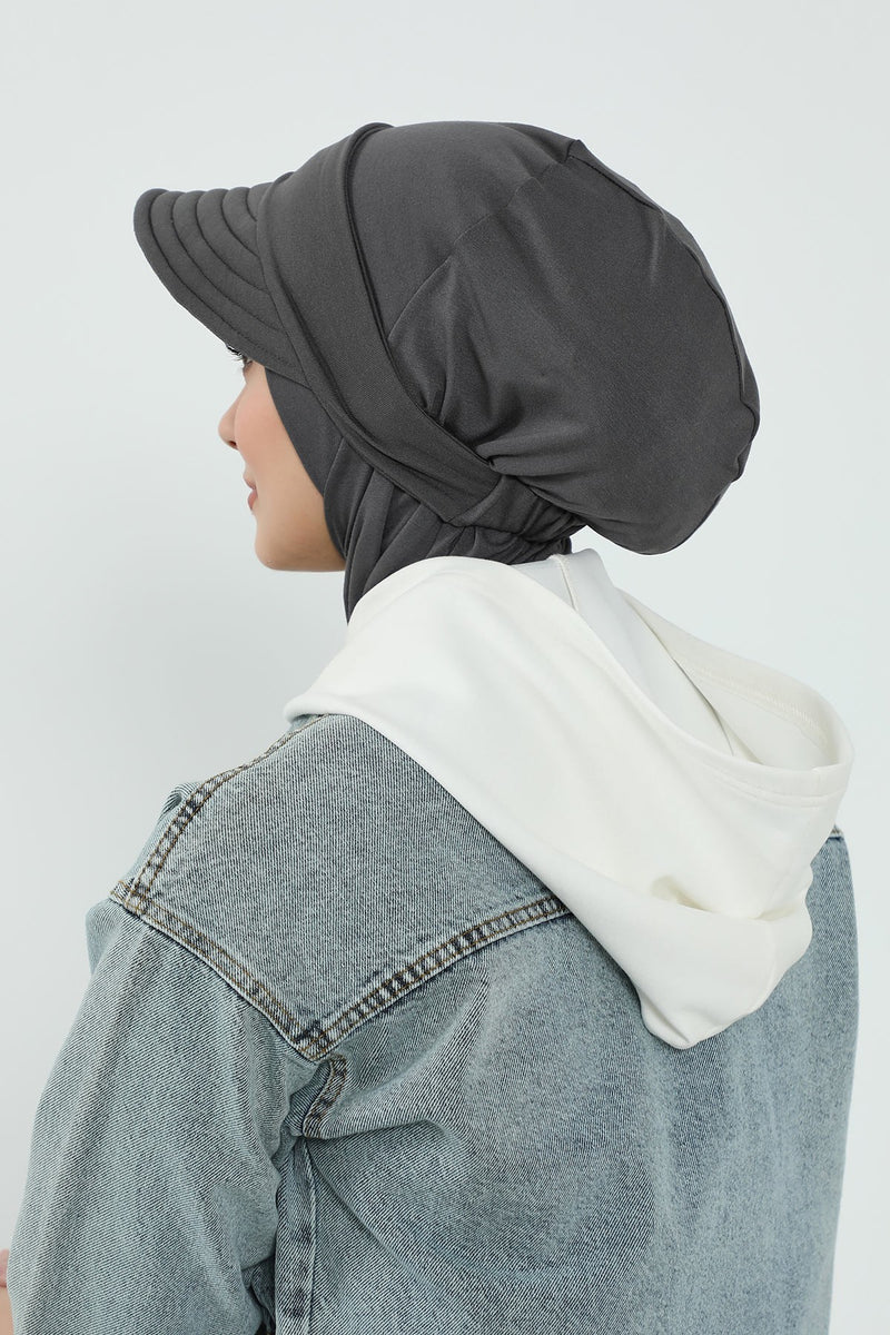 Detachable Visor Cotton Turban for Women Strech Head Wrap Combed Cotton Stylish One-Size Cap,B-82