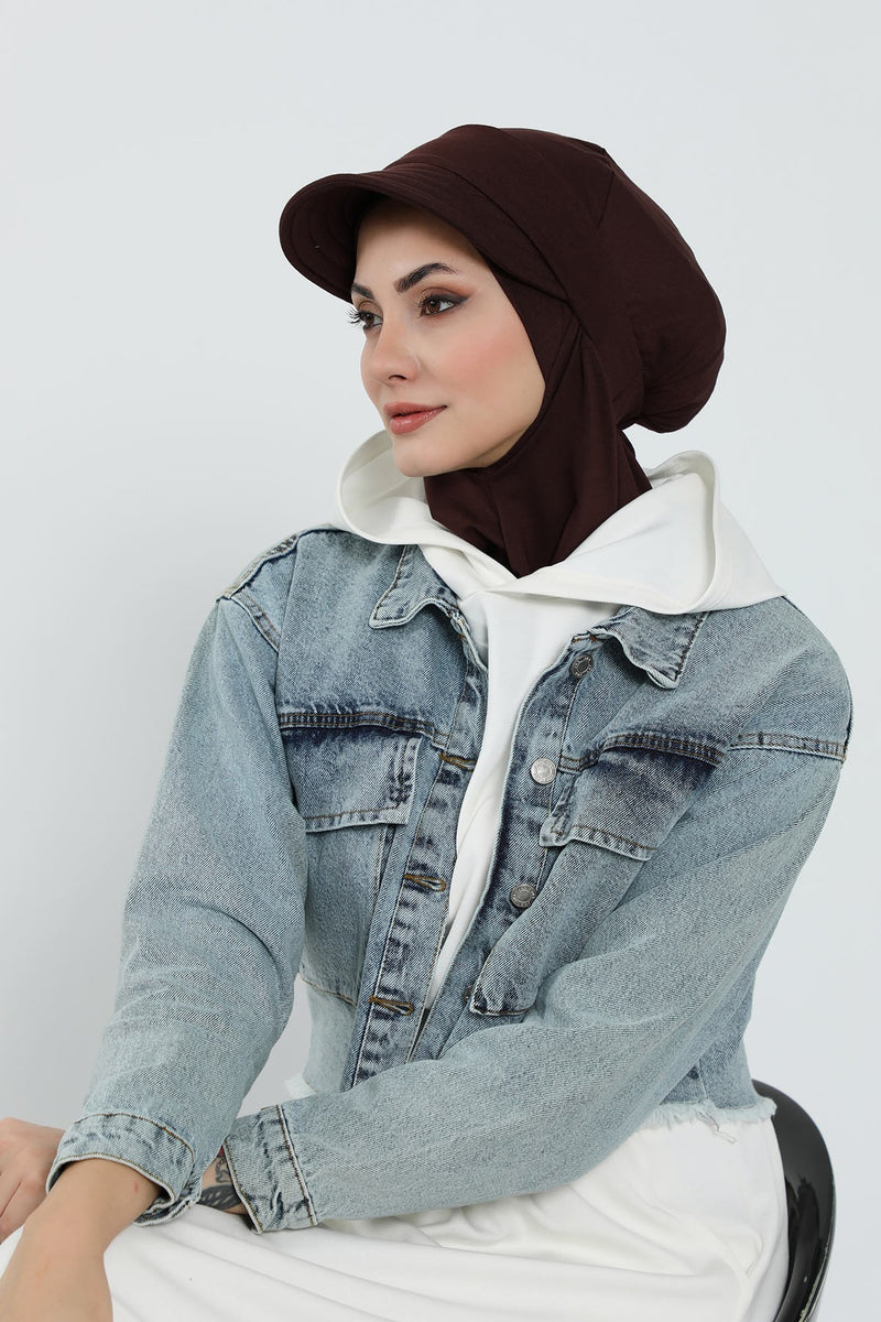 Detachable Visor Cotton Turban for Women Strech Head Wrap Combed Cotton Stylish One-Size Cap,B-82