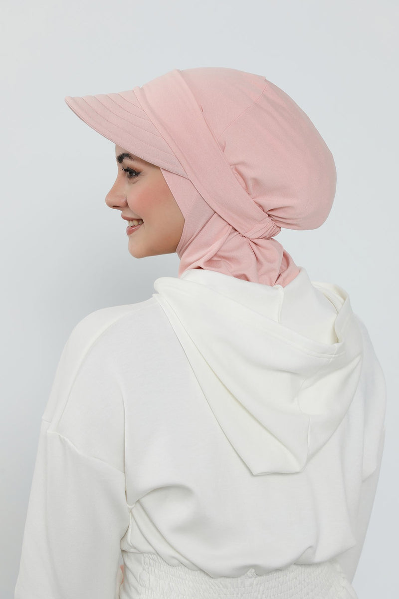 Detachable Visor Cotton Turban for Women Strech Head Wrap Combed Cotton Stylish One-Size Cap,B-82