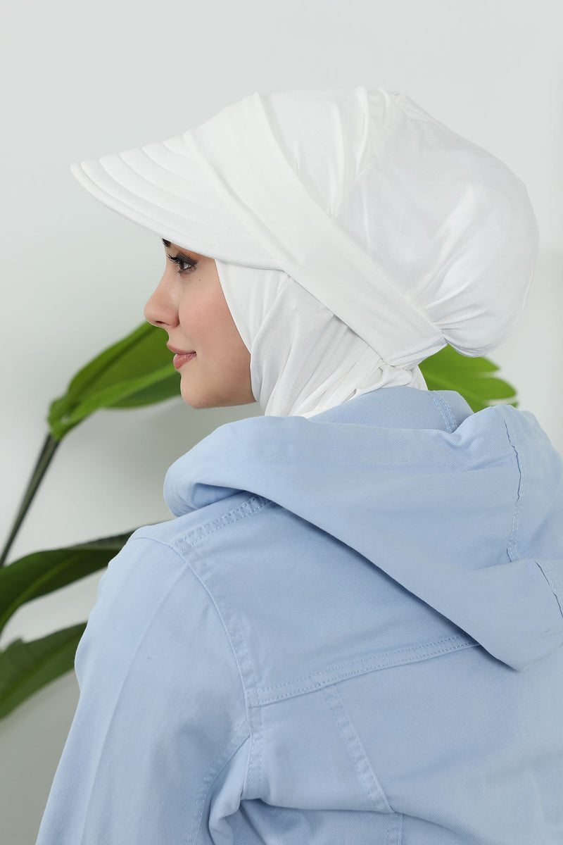 Detachable Visor Cotton Turban for Women Strech Head Wrap Combed Cotton Stylish One-Size Cap,B-82