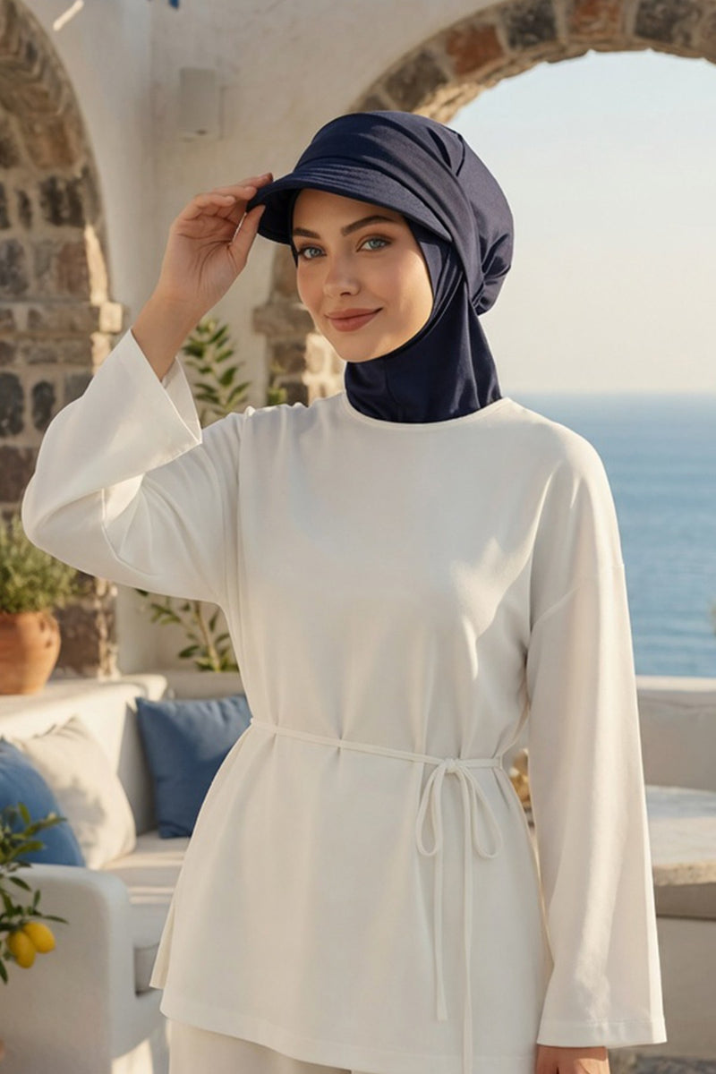 Detachable Visor Cotton Turban for Women Strech Head Wrap Combed Cotton Stylish One-Size Cap,B-82