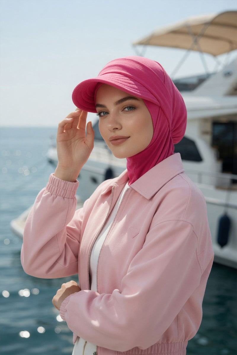 Detachable Visor Cotton Turban for Women Strech Head Wrap Combed Cotton Stylish One-Size Cap,B-82