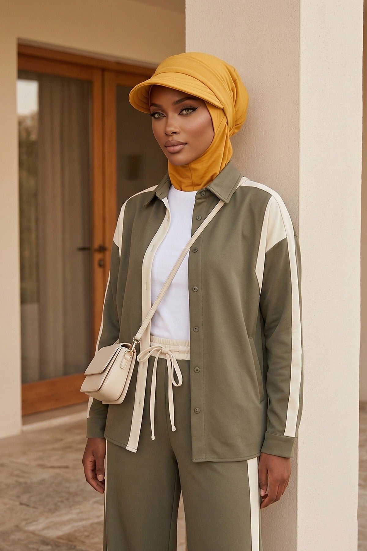 Detachable Visor Cotton Turban for Women Strech Head Wrap Combed Cotton Stylish One-Size Cap,B-82 Mustard Yellow