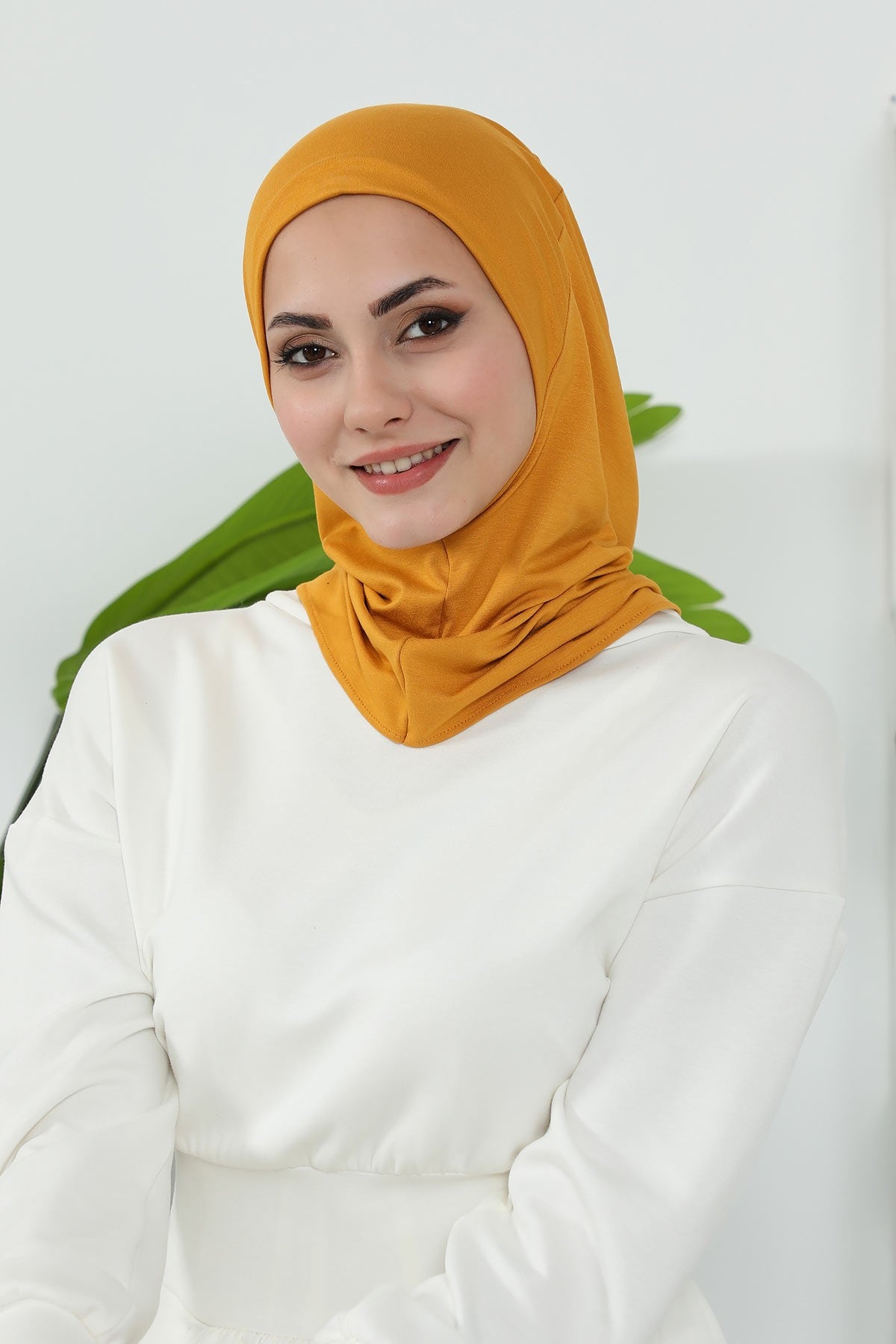 Detachable Visor Cotton Turban for Women Strech Head Wrap Combed Cotton Stylish One-Size Cap,B-82 Mustard Yellow