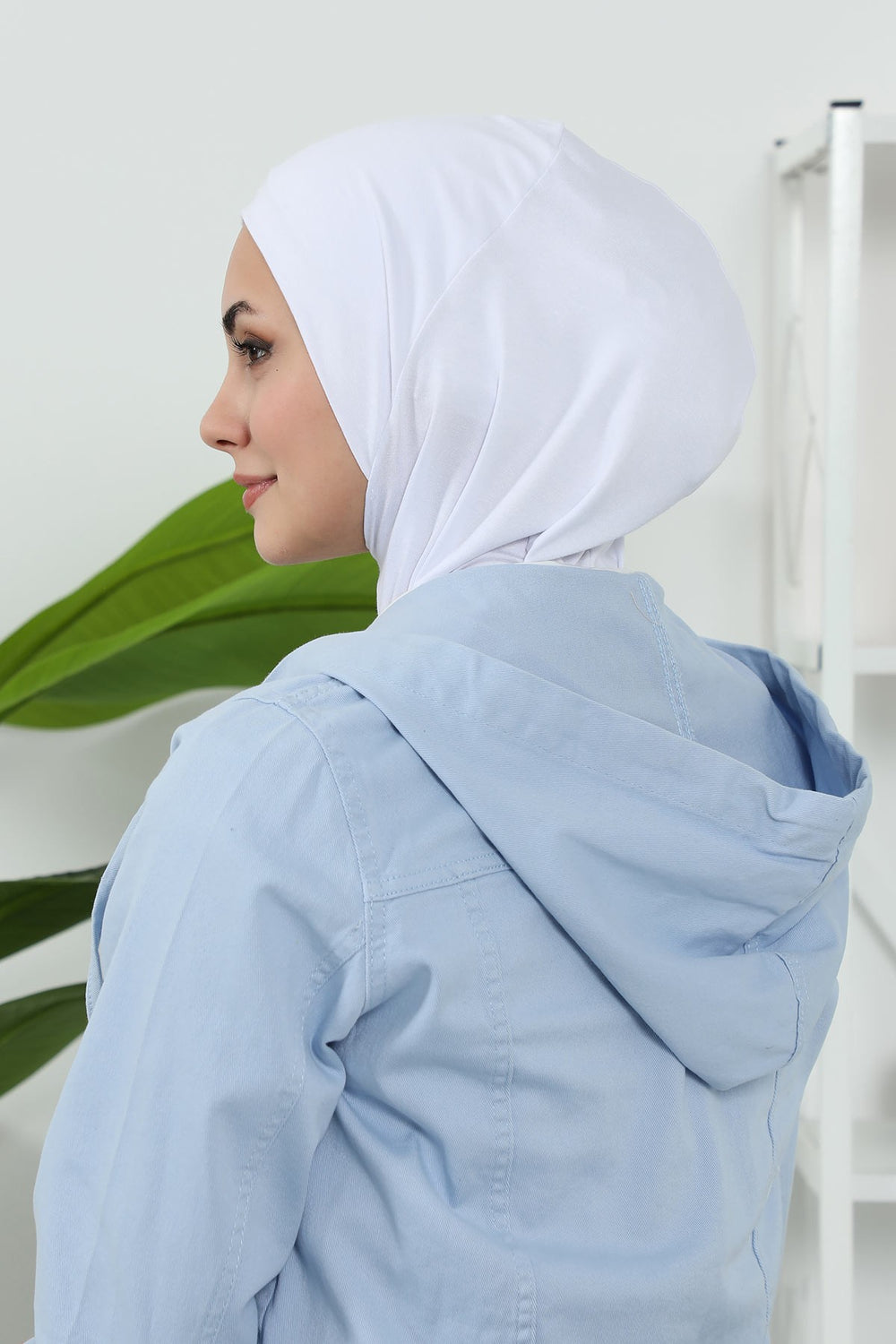 Detachable Visor Cotton Turban for Women Strech Head Wrap Combed Cotton Stylish One-Size Cap,B-82 White
