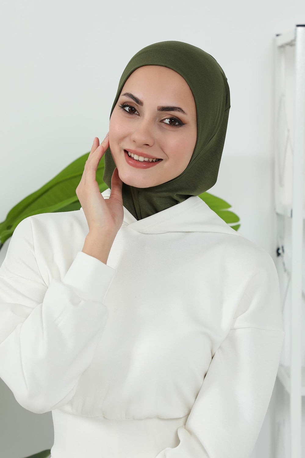 Detachable Visor Cotton Turban for Women Strech Head Wrap Combed Cotton Stylish One-Size Cap,B-82 Army Green