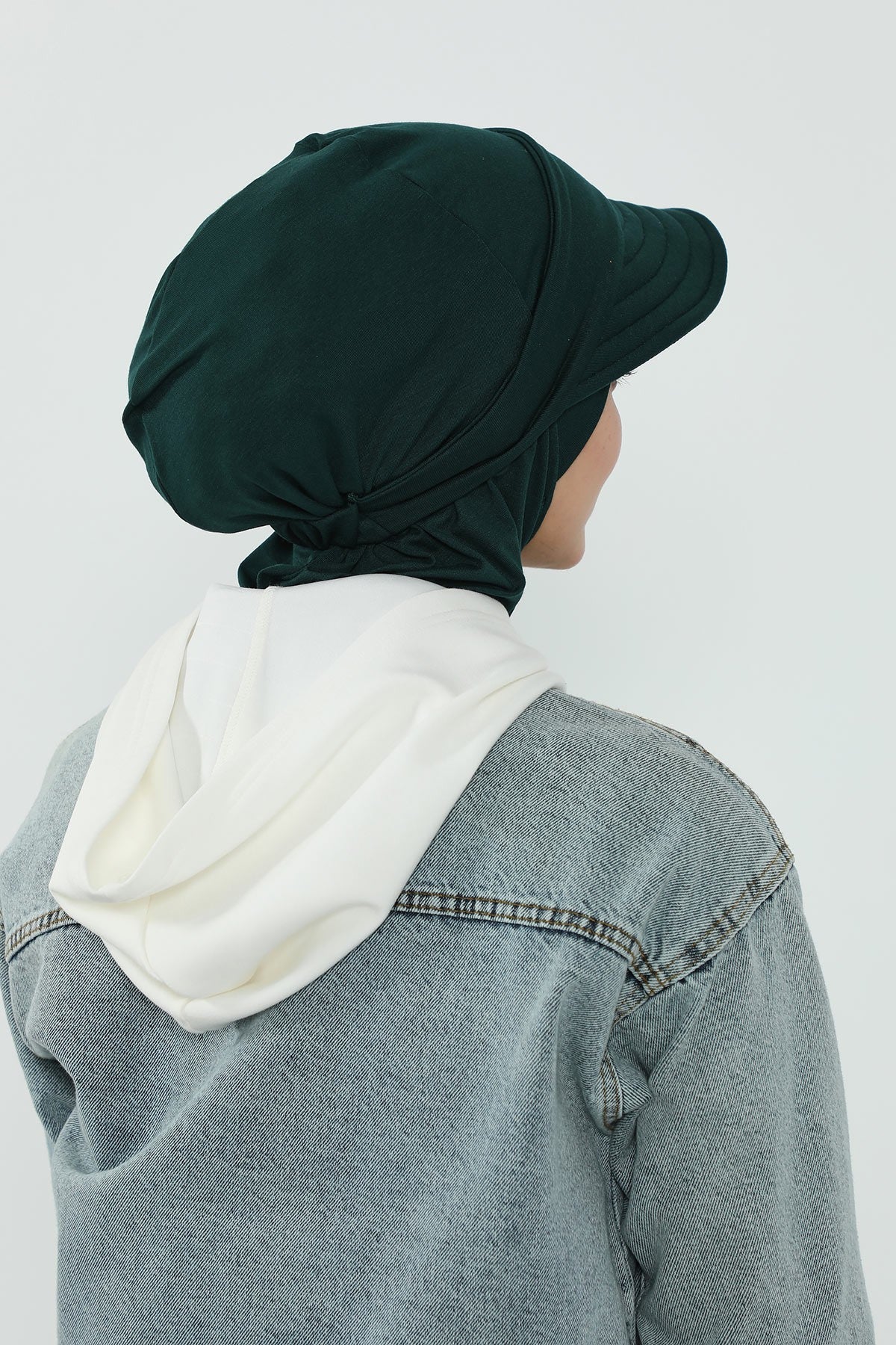 Detachable Visor Cotton Turban for Women Strech Head Wrap Combed Cotton Stylish One-Size Cap,B-82 Green