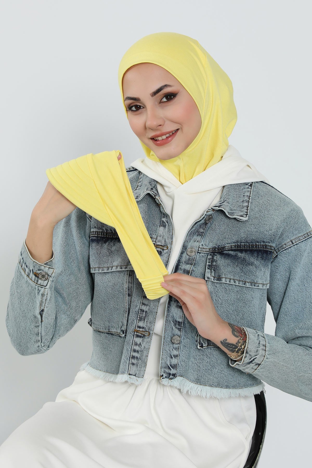 Detachable Visor Cotton Turban for Women Strech Head Wrap Combed Cotton Stylish One-Size Cap,B-82 Yellow