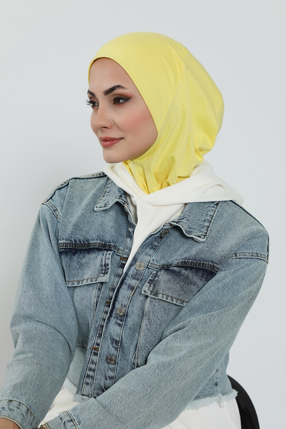 Detachable Visor Cotton Turban for Women Strech Head Wrap Combed Cotton Stylish One-Size Cap,B-82 Yellow