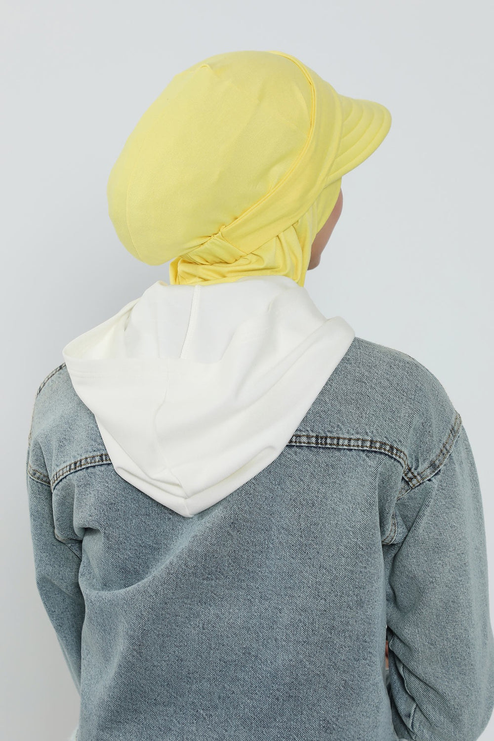 Detachable Visor Cotton Turban for Women Strech Head Wrap Combed Cotton Stylish One-Size Cap,B-82 Yellow