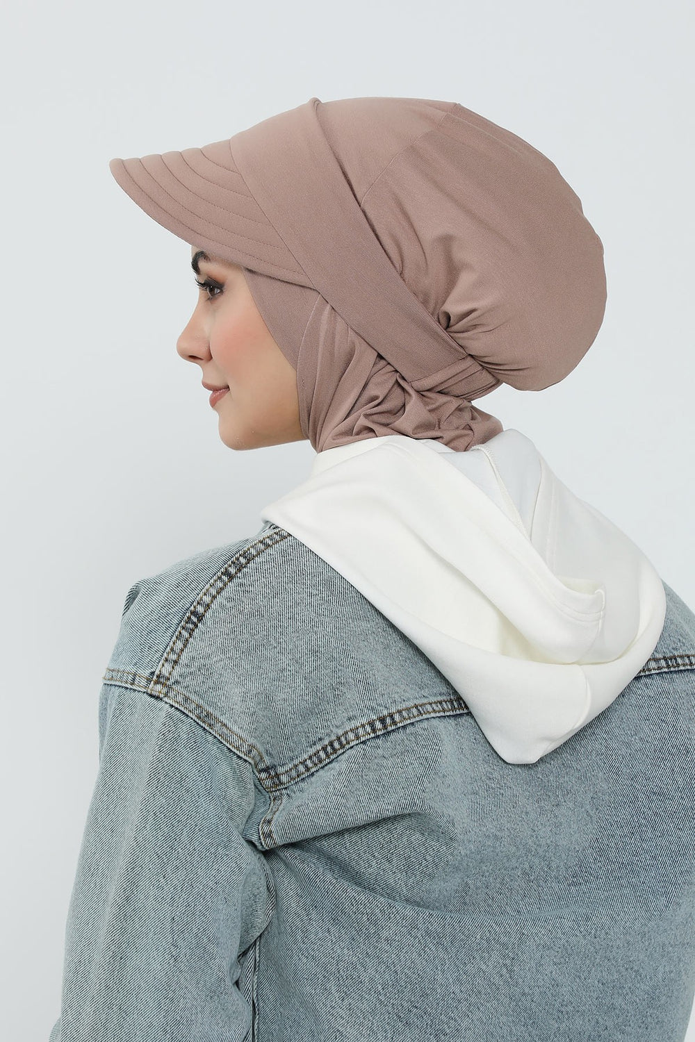 Detachable Visor Cotton Turban for Women Strech Head Wrap Combed Cotton Stylish One-Size Cap,B-82 Mink
