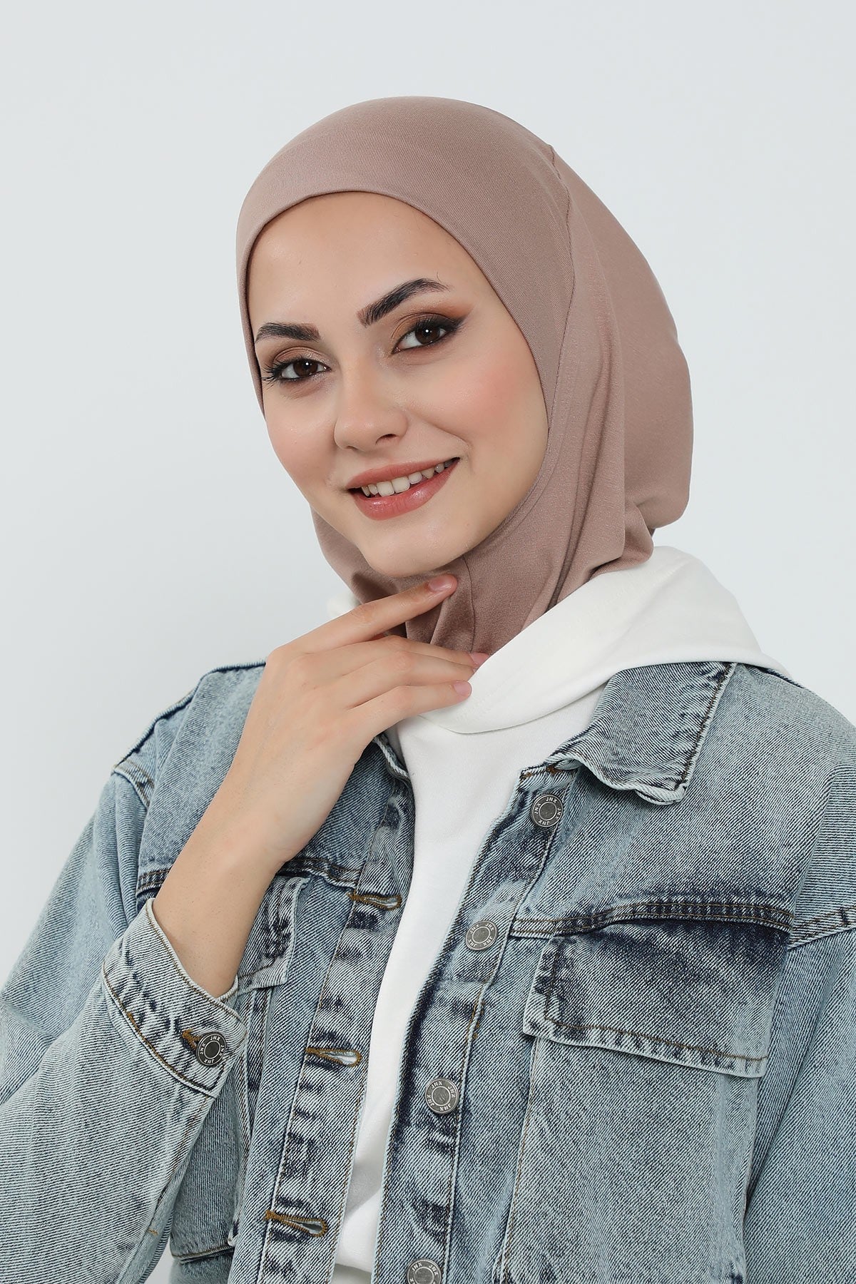 Detachable Visor Cotton Turban for Women Strech Head Wrap Combed Cotton Stylish One-Size Cap,B-82 Mink