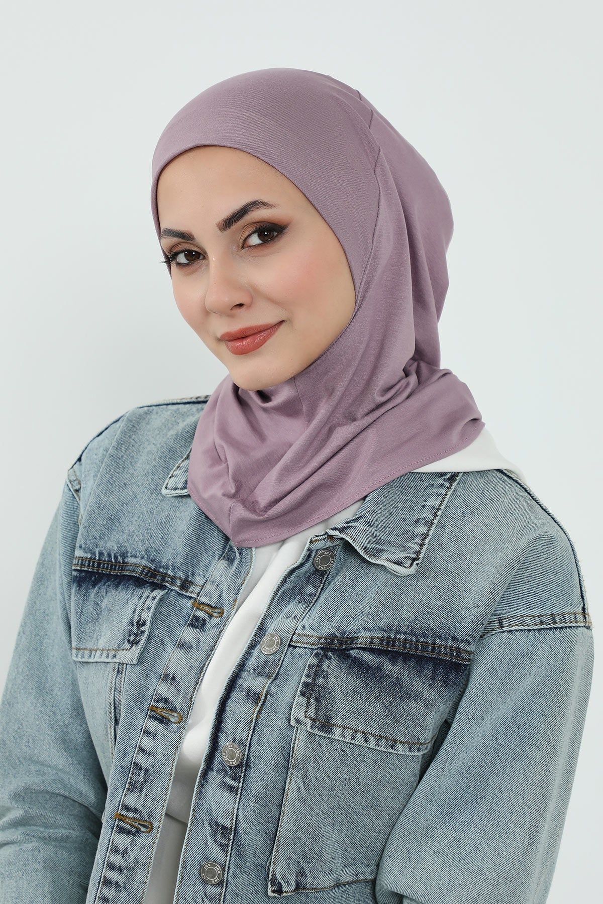 Detachable Visor Cotton Turban for Women Strech Head Wrap Combed Cotton Stylish One-Size Cap,B-82 Lilac