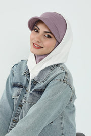 Detachable Visor Cotton Turban for Women Strech Head Wrap Combed Cotton Stylish One-Size Cap,B-82 Lilac