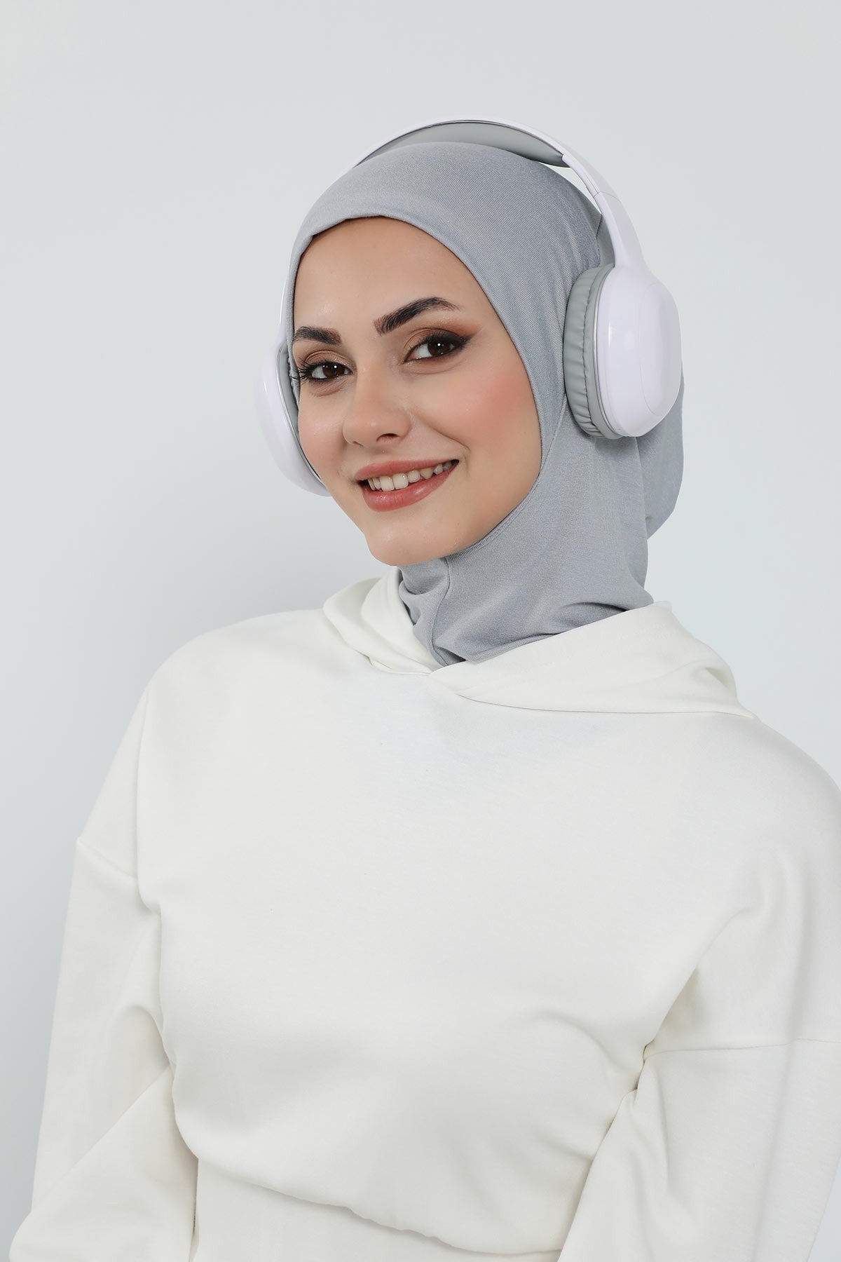 Detachable Visor Cotton Turban for Women Strech Head Wrap Combed Cotton Stylish One-Size Cap,B-82 Grey 2
