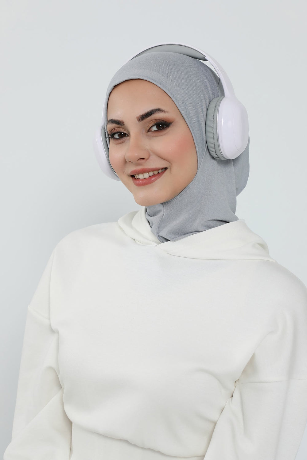 Detachable Visor Cotton Turban for Women Strech Head Wrap Combed Cotton Stylish One-Size Cap,B-82 Grey 2
