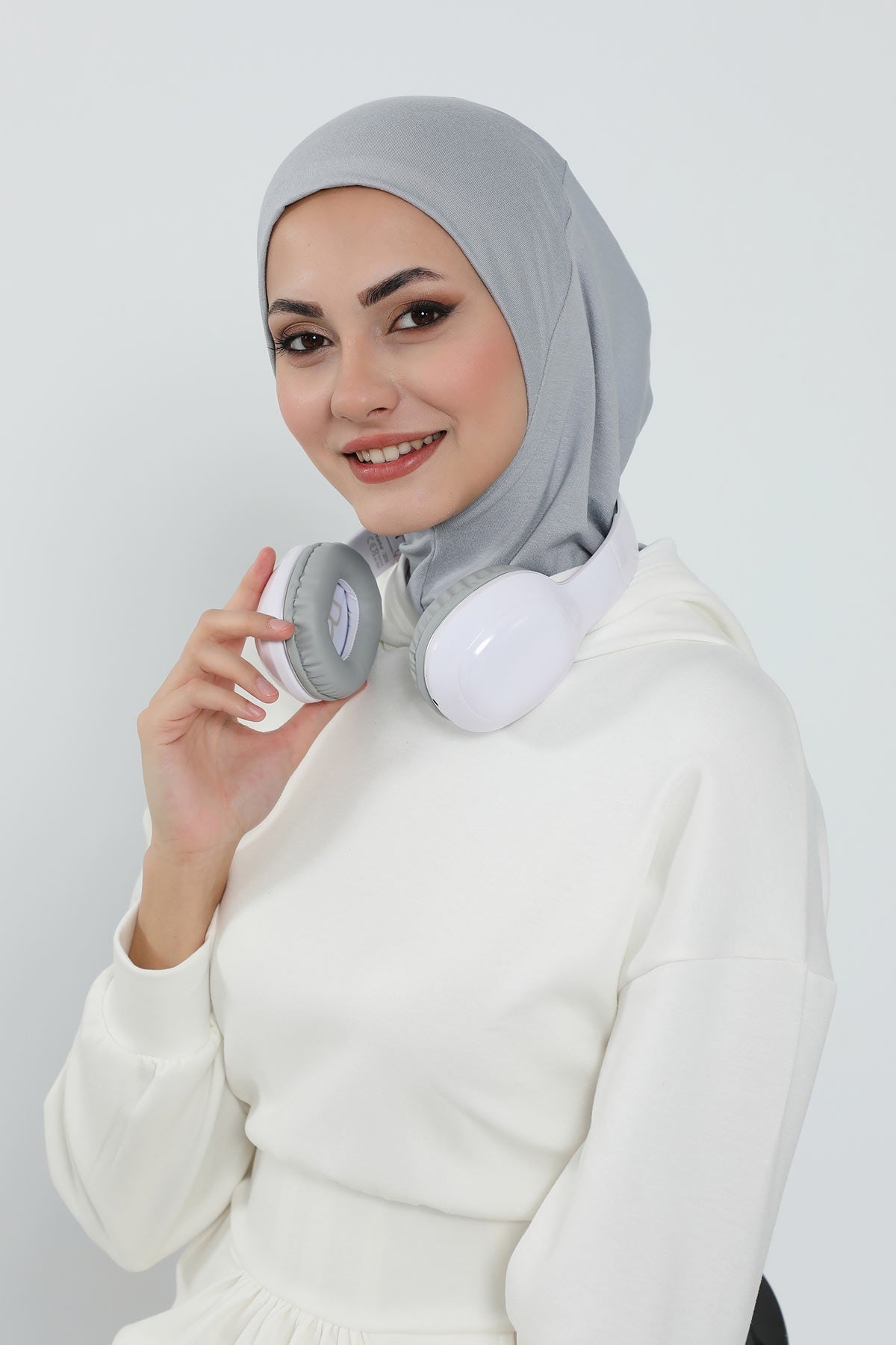 Detachable Visor Cotton Turban for Women Strech Head Wrap Combed Cotton Stylish One-Size Cap,B-82 Grey 2