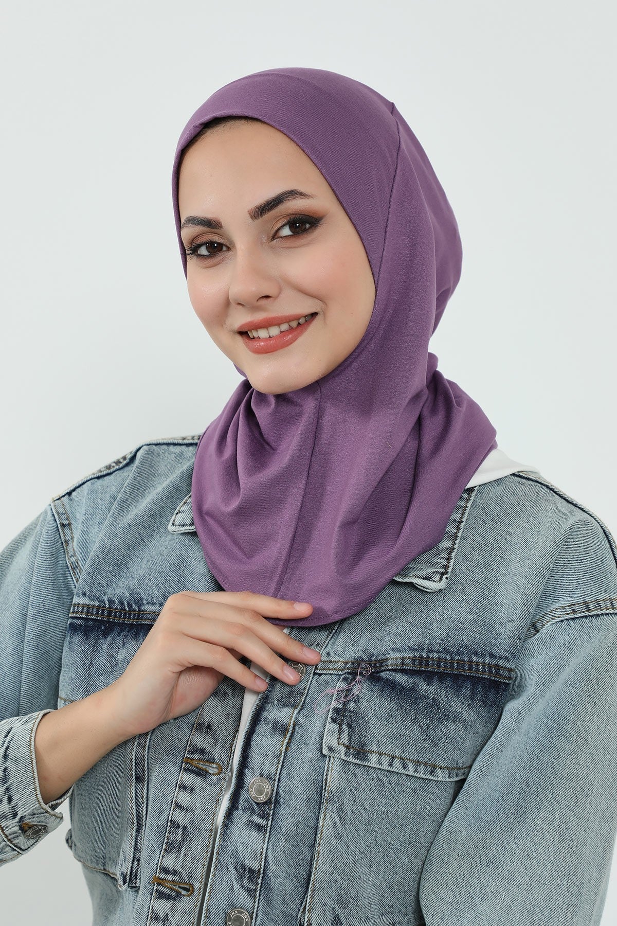 Detachable Visor Cotton Turban for Women Strech Head Wrap Combed Cotton Stylish One-Size Cap,B-82 Purple 2