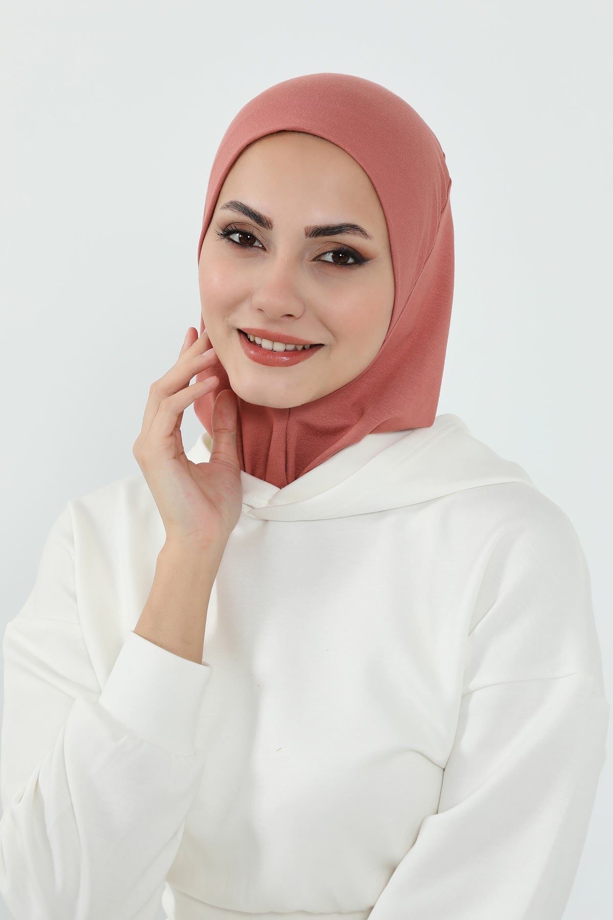 Detachable Visor Cotton Turban for Women Strech Head Wrap Combed Cotton Stylish One-Size Cap,B-82 Salmon