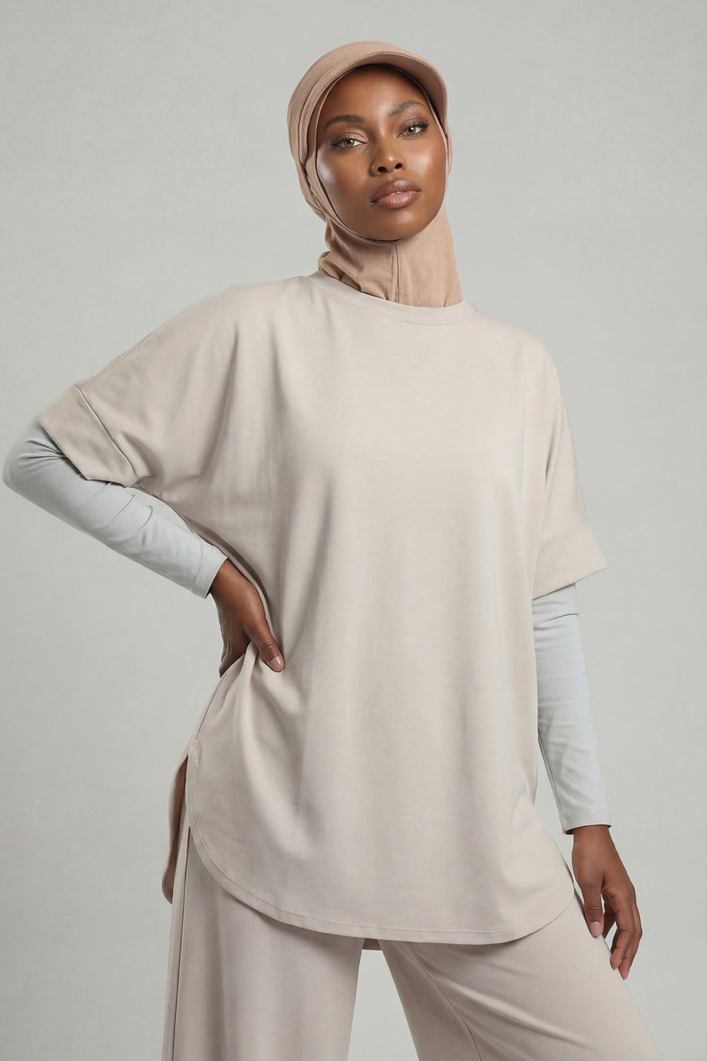 Detachable Visor Cotton Turban for Women Strech Head Wrap Combed Cotton Stylish One-Size Cap,B-82 Sand Brown