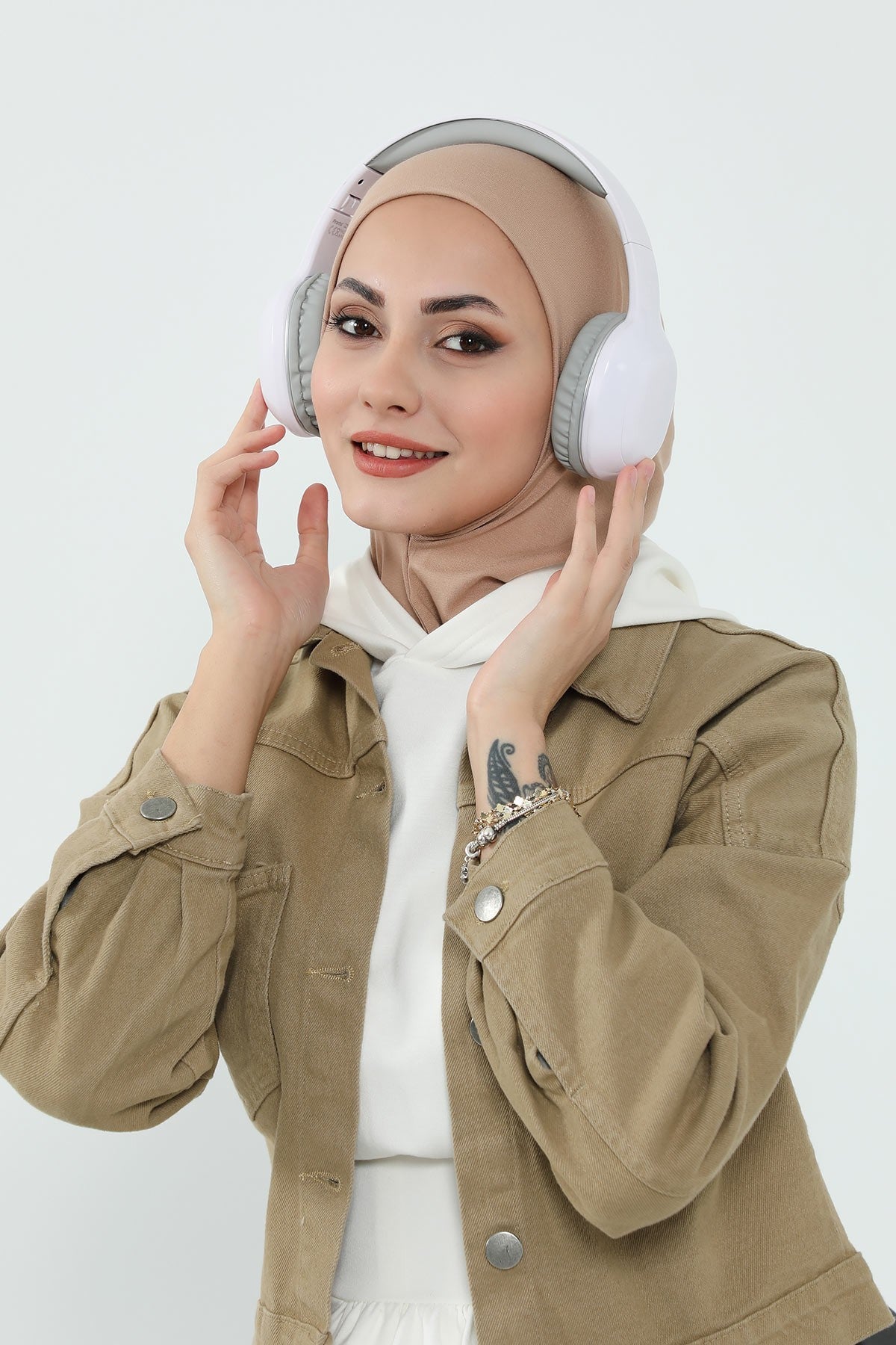 Detachable Visor Cotton Turban for Women Strech Head Wrap Combed Cotton Stylish One-Size Cap,B-82 Sand Brown