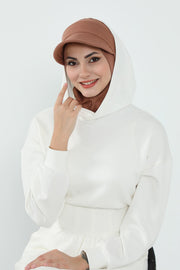 Detachable Visor Cotton Turban for Women Strech Head Wrap Combed Cotton Stylish One-Size Cap,B-82 Caramel Brown