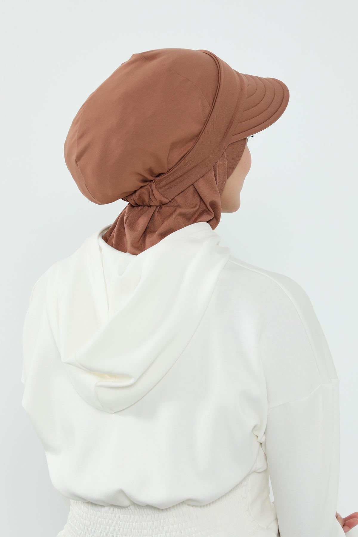 Detachable Visor Cotton Turban for Women Strech Head Wrap Combed Cotton Stylish One-Size Cap,B-82 Caramel Brown