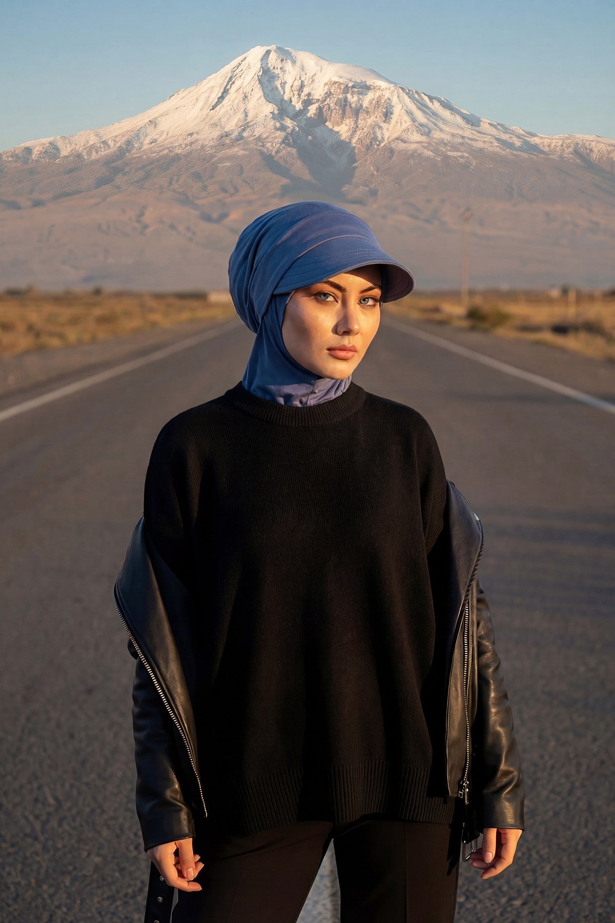 Detachable Visor Cotton Turban for Women Strech Head Wrap Combed Cotton Stylish One-Size Cap,B-82 İndigo