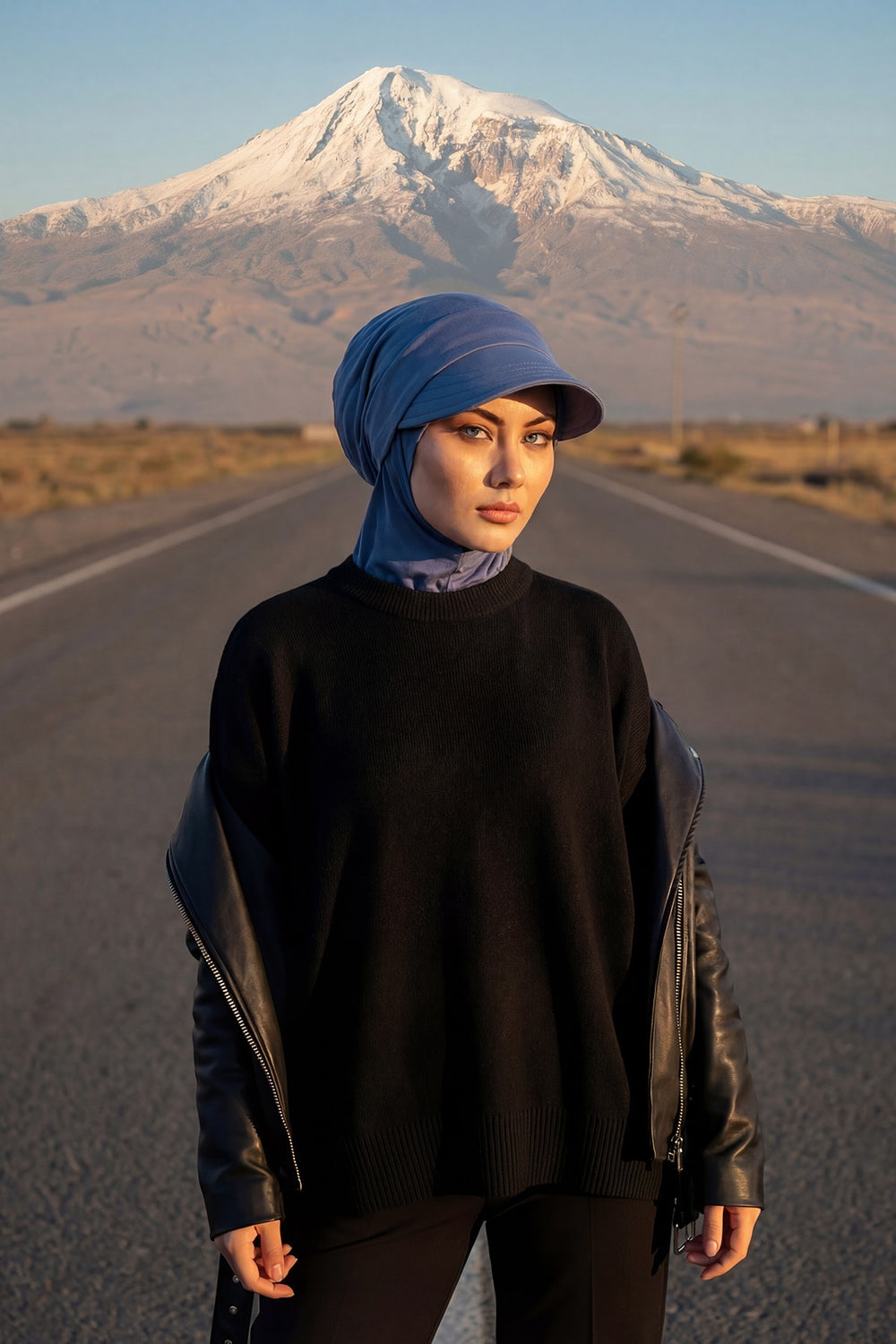 Detachable Visor Cotton Turban for Women Strech Head Wrap Combed Cotton Stylish One-Size Cap,B-82 İndigo