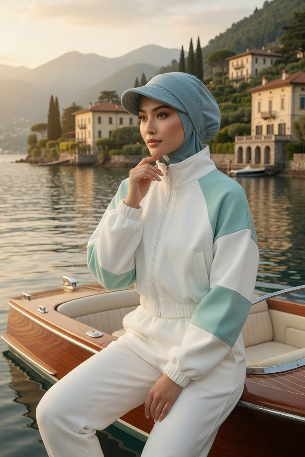 Detachable Visor Cotton Turban for Women Strech Head Wrap Combed Cotton Stylish One-Size Cap,B-82 Dark Mint