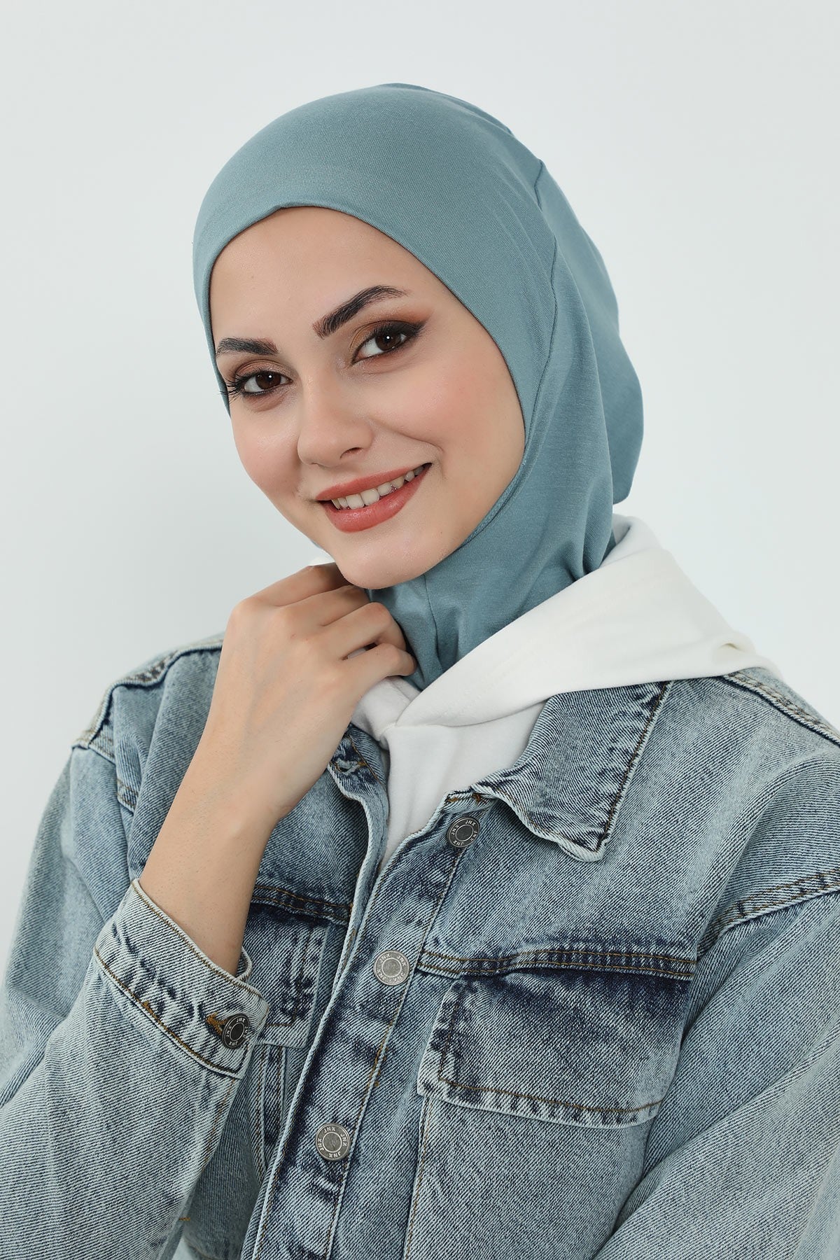 Detachable Visor Cotton Turban for Women Strech Head Wrap Combed Cotton Stylish One-Size Cap,B-82 Dark Mint