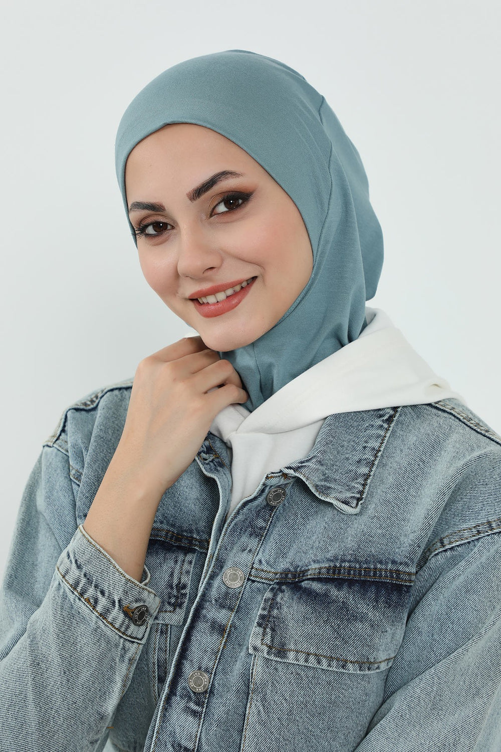 Detachable Visor Cotton Turban for Women Strech Head Wrap Combed Cotton Stylish One-Size Cap,B-82 Dark Mint