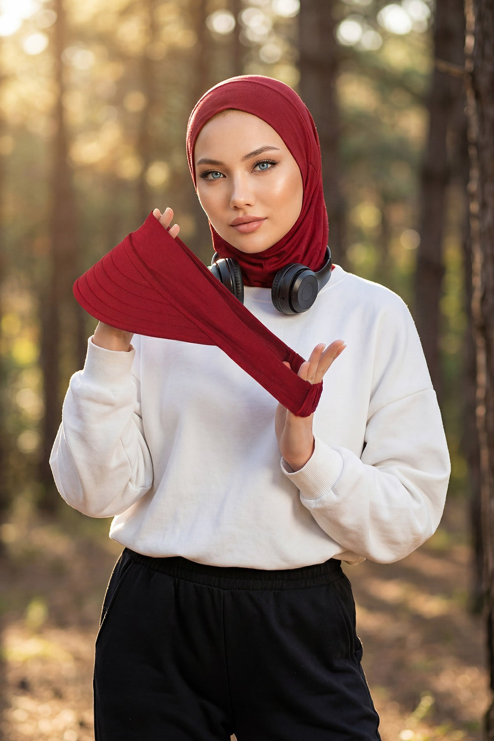Detachable Visor Cotton Turban for Women Strech Head Wrap Combed Cotton Stylish One-Size Cap,B-82 Maroon
