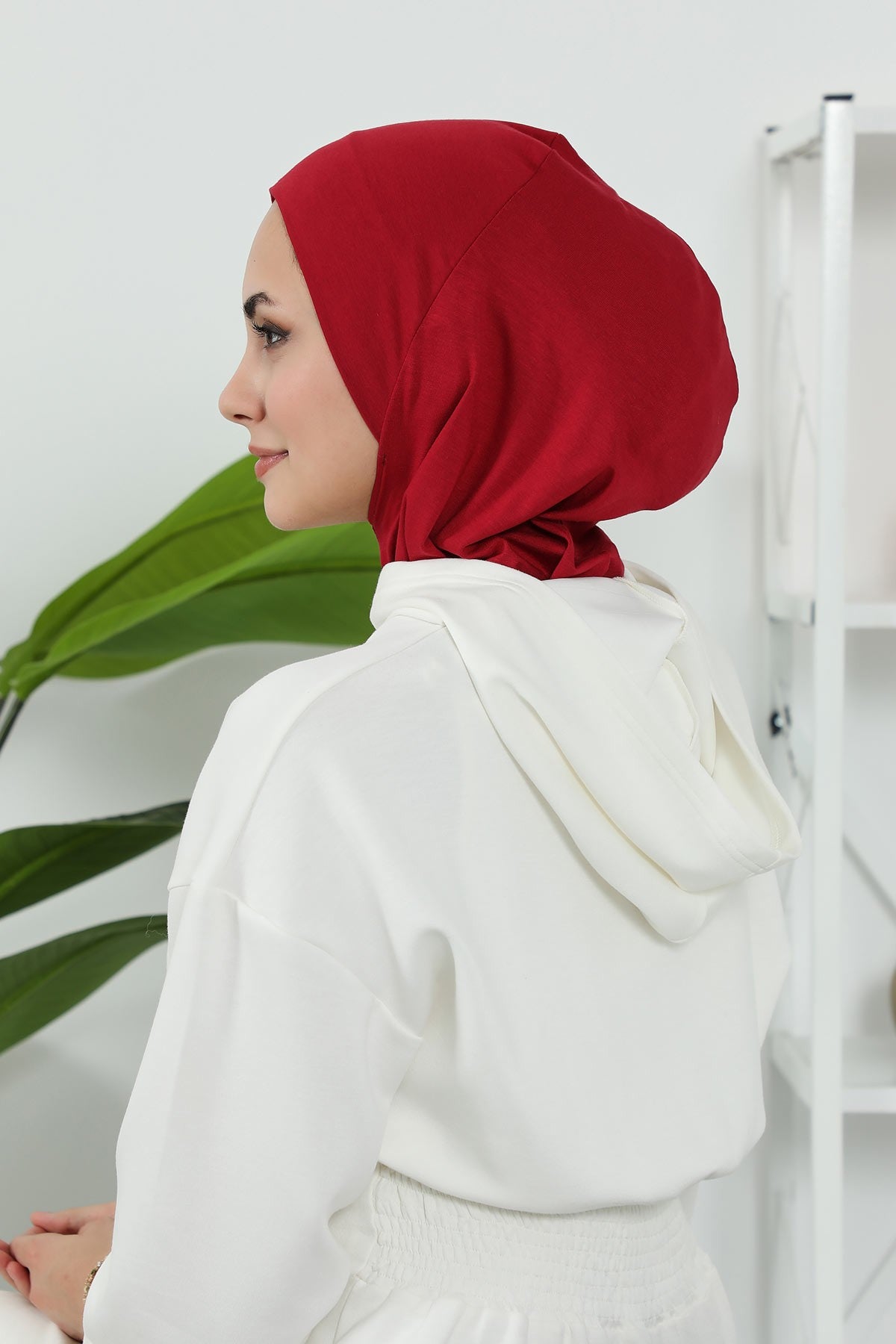 Detachable Visor Cotton Turban for Women Strech Head Wrap Combed Cotton Stylish One-Size Cap,B-82 Maroon