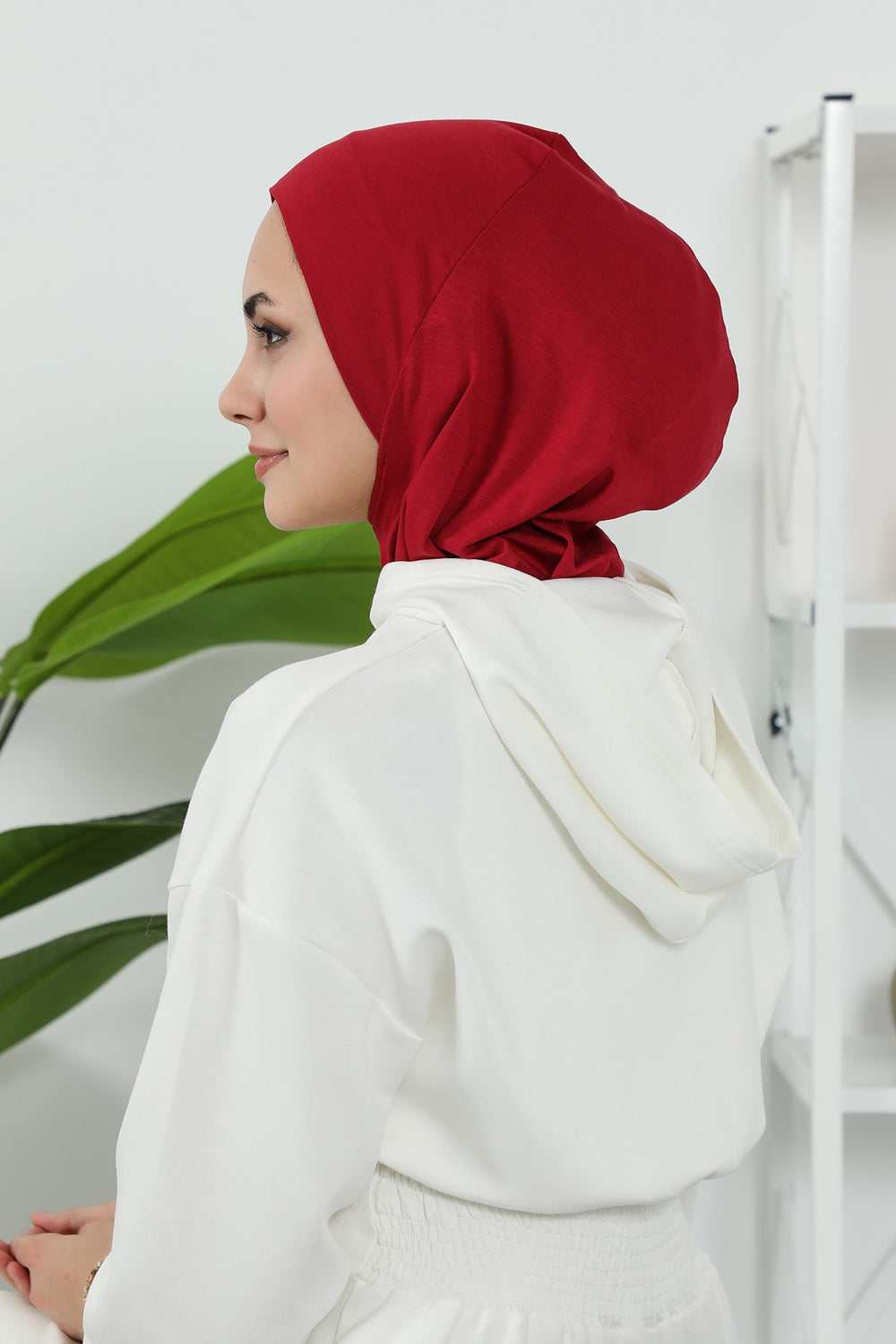 Detachable Visor Cotton Turban for Women Strech Head Wrap Combed Cotton Stylish One-Size Cap,B-82 Maroon