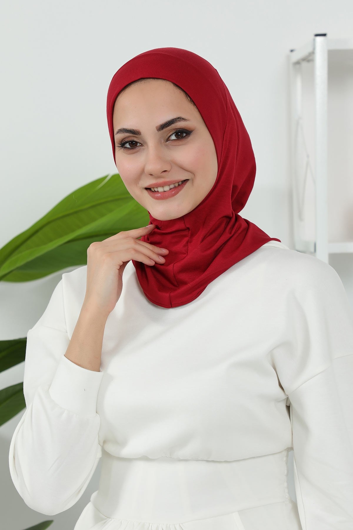 Detachable Visor Cotton Turban for Women Strech Head Wrap Combed Cotton Stylish One-Size Cap,B-82 Maroon