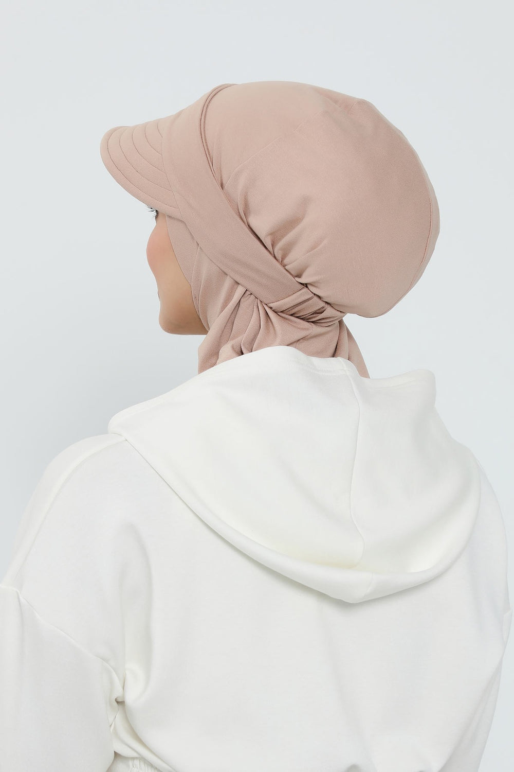 Detachable Visor Cotton Turban for Women Strech Head Wrap Combed Cotton Stylish One-Size Cap,B-82 Light Mink