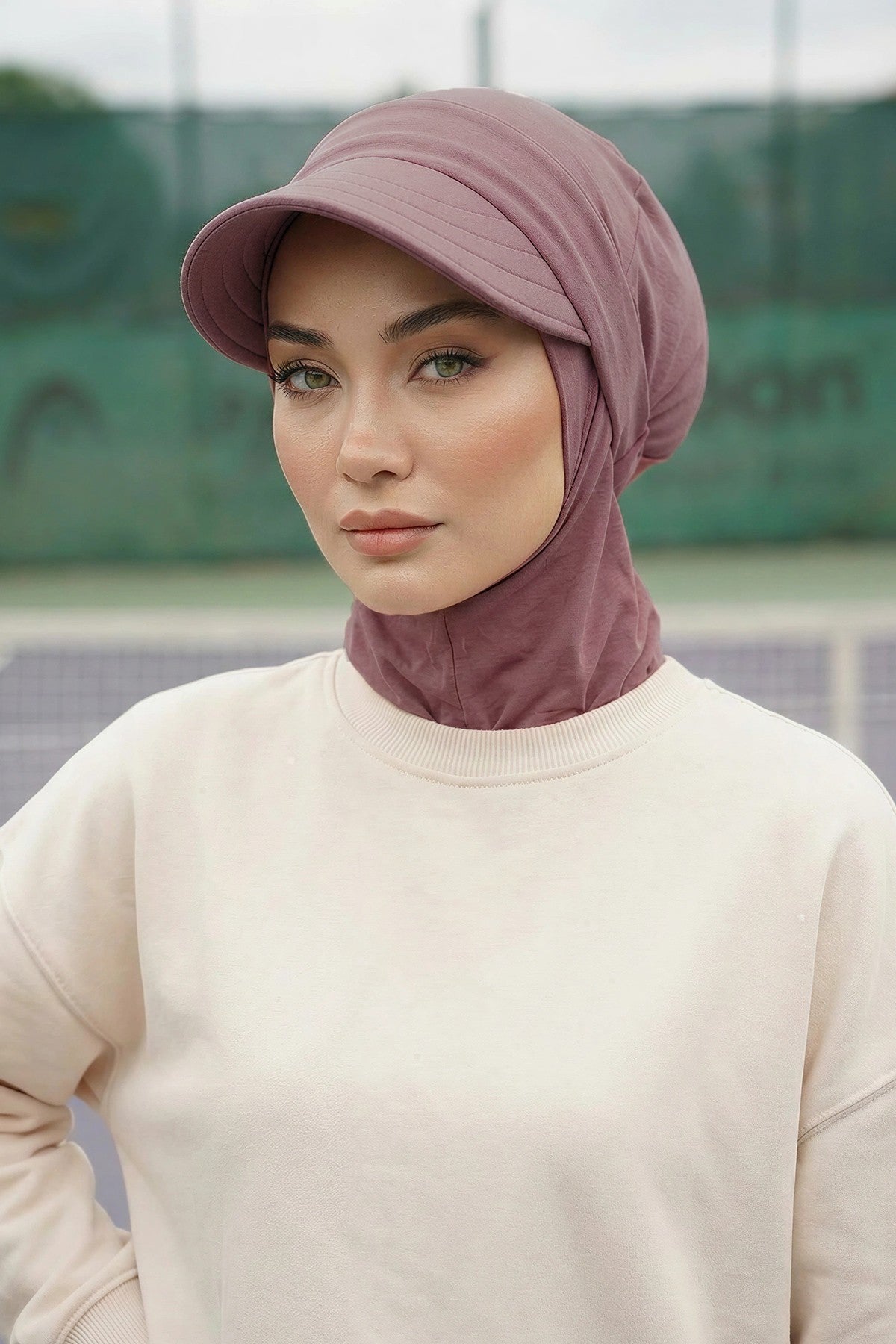 Detachable Visor Cotton Turban for Women Strech Head Wrap Combed Cotton Stylish One-Size Cap,B-82 Dusty Rose