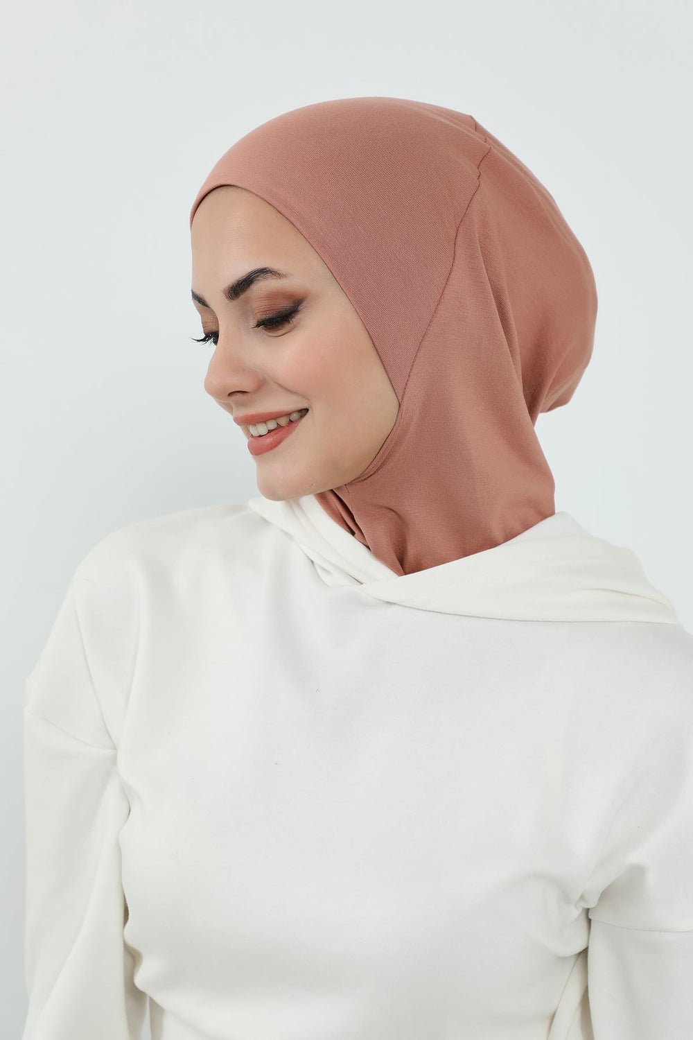 Detachable Visor Cotton Turban for Women Strech Head Wrap Combed Cotton Stylish One-Size Cap,B-82 Cappucino