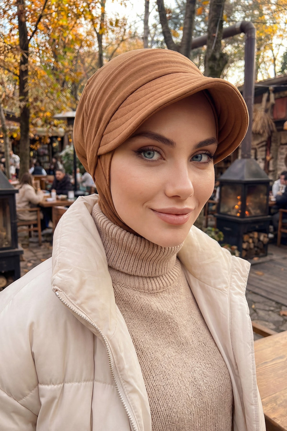 Detachable Visor Cotton Turban for Women Strech Head Wrap Combed Cotton Stylish One-Size Cap,B-82 Dark Mustard