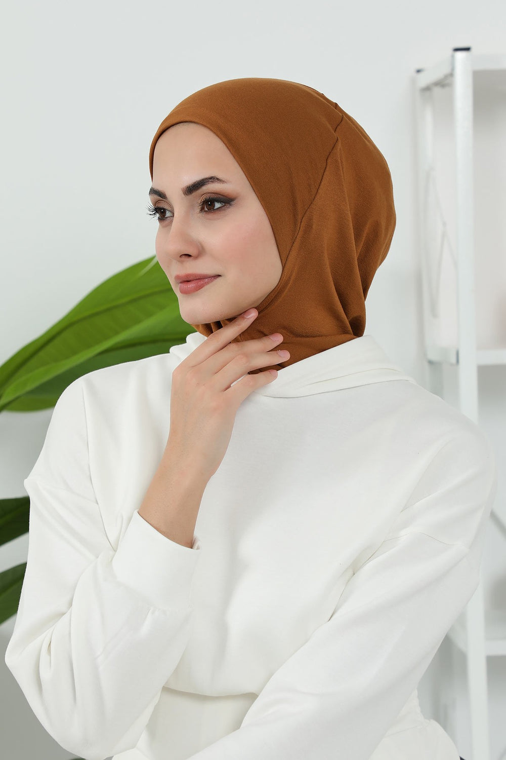 Detachable Visor Cotton Turban for Women Strech Head Wrap Combed Cotton Stylish One-Size Cap,B-82 Dark Mustard