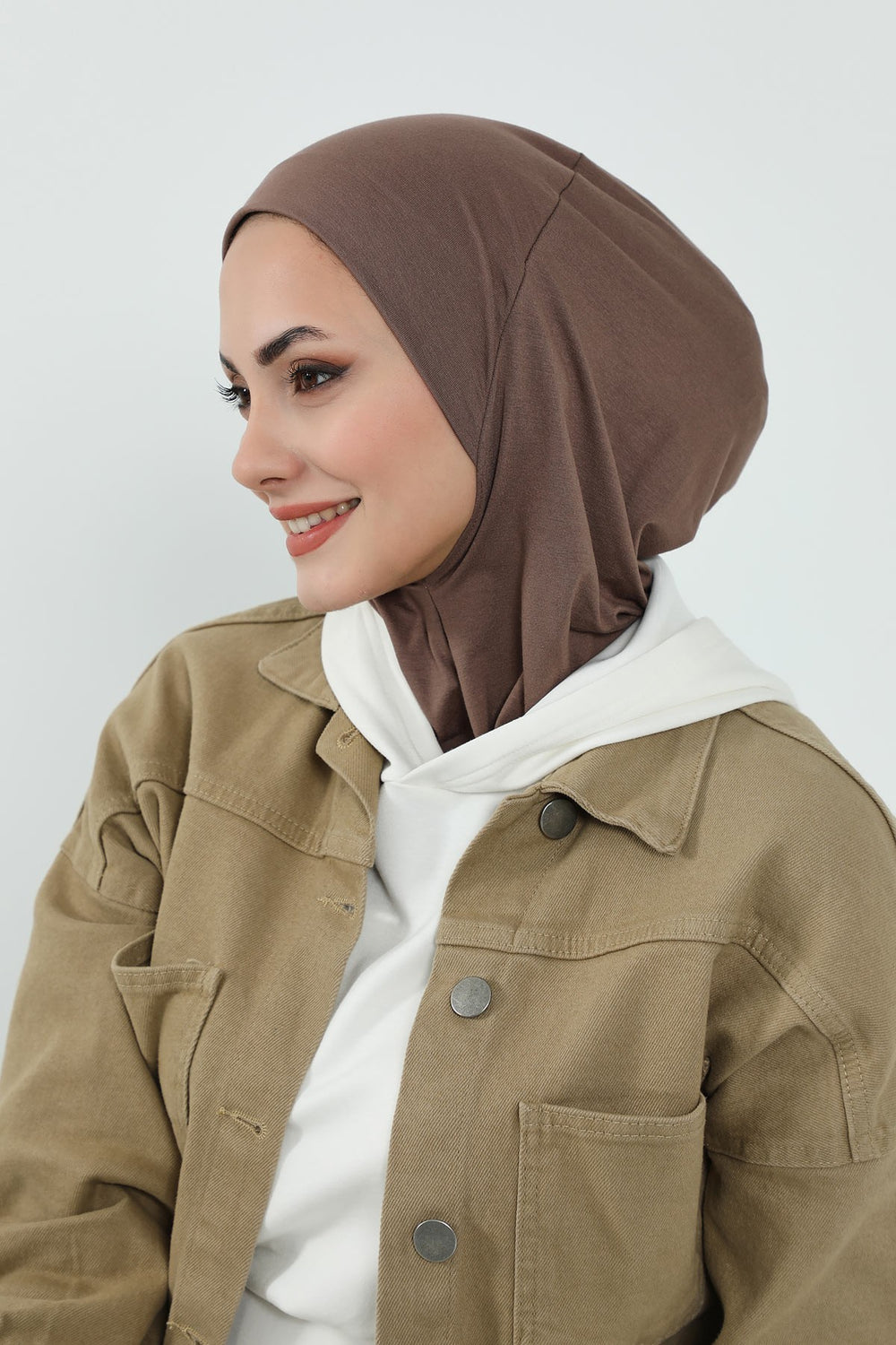 Detachable Visor Cotton Turban for Women Strech Head Wrap Combed Cotton Stylish One-Size Cap,B-82 Chocolate