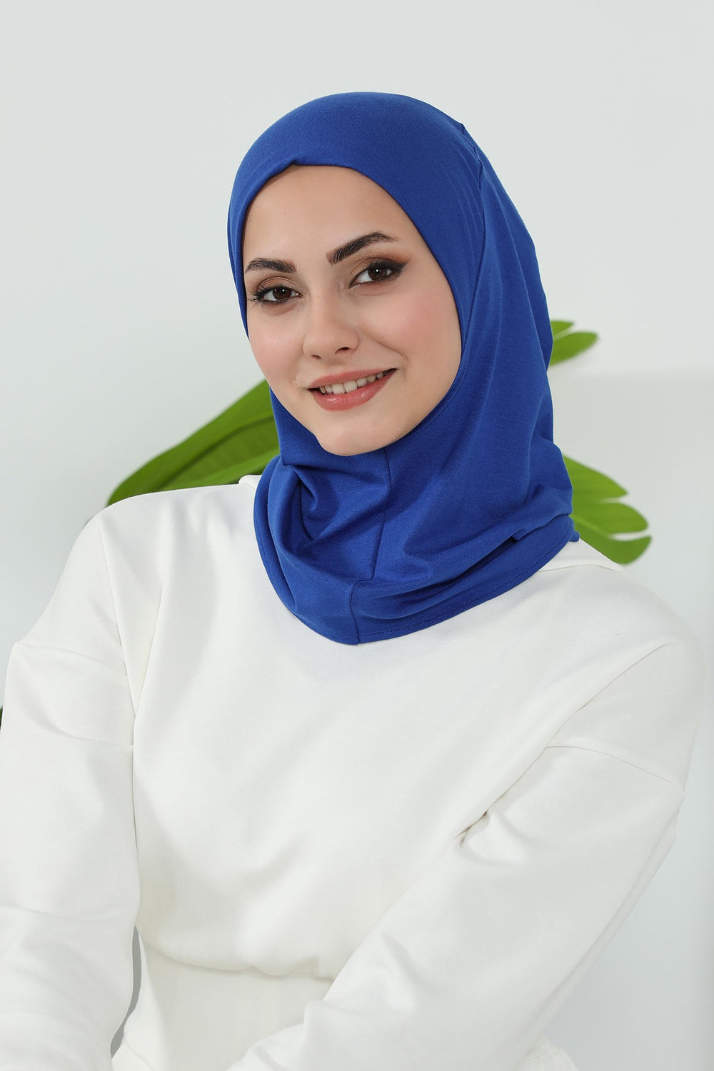Detachable Visor Cotton Turban for Women Strech Head Wrap Combed Cotton Stylish One-Size Cap,B-82 Sax Blue