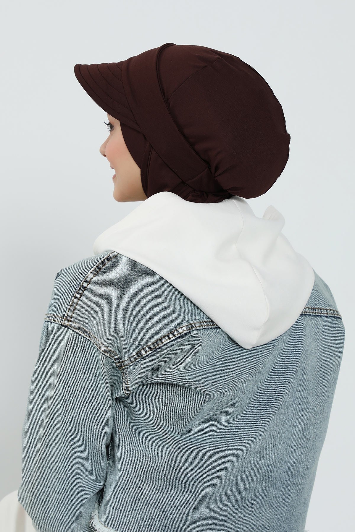 Detachable Visor Cotton Turban for Women Strech Head Wrap Combed Cotton Stylish One-Size Cap,B-82 Brown