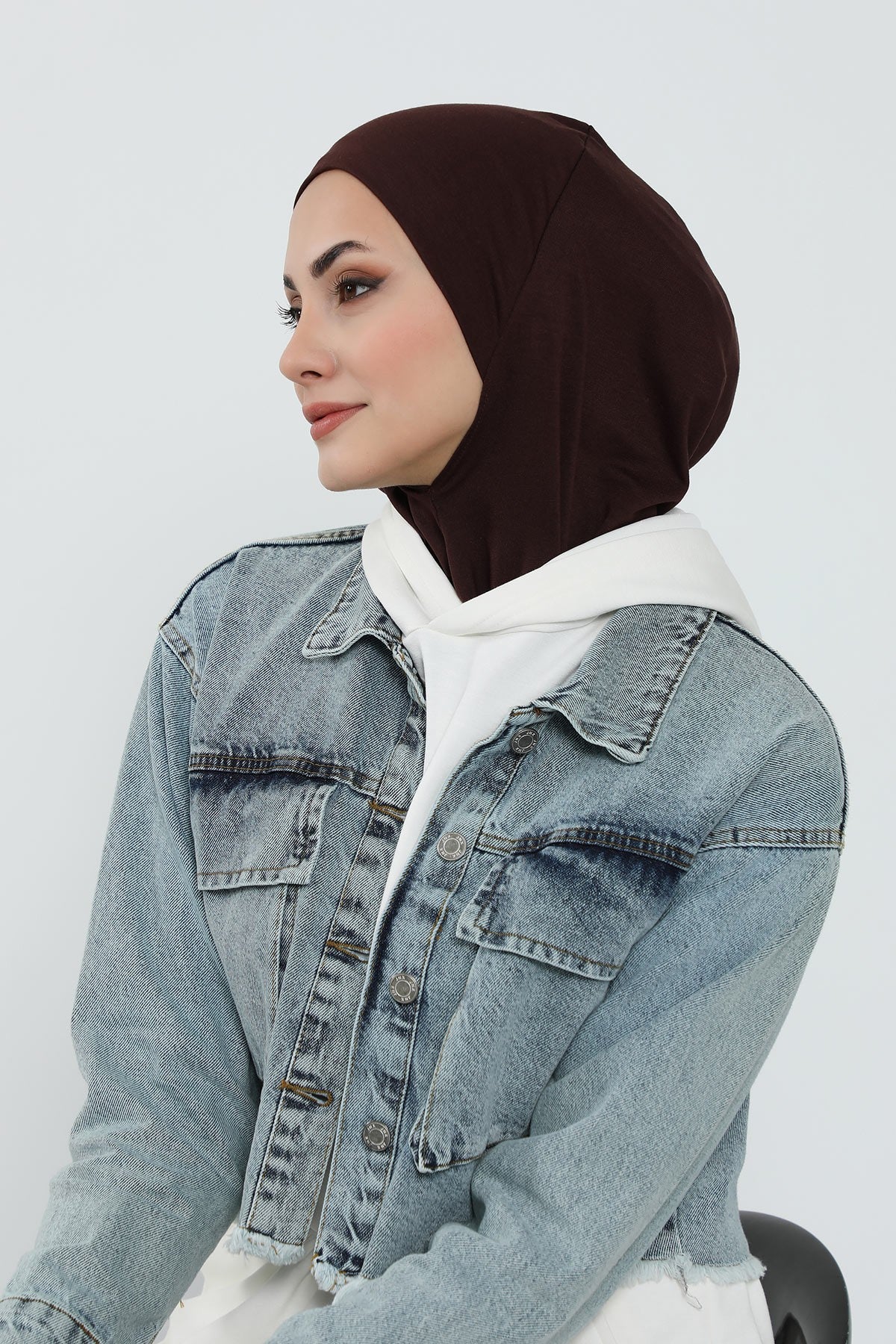 Detachable Visor Cotton Turban for Women Strech Head Wrap Combed Cotton Stylish One-Size Cap,B-82 Brown