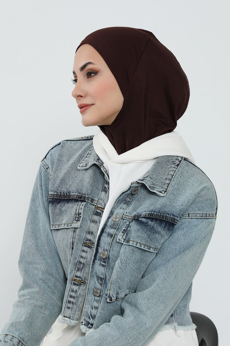 Detachable Visor Cotton Turban for Women Strech Head Wrap Combed Cotton Stylish One-Size Cap,B-82 Brown