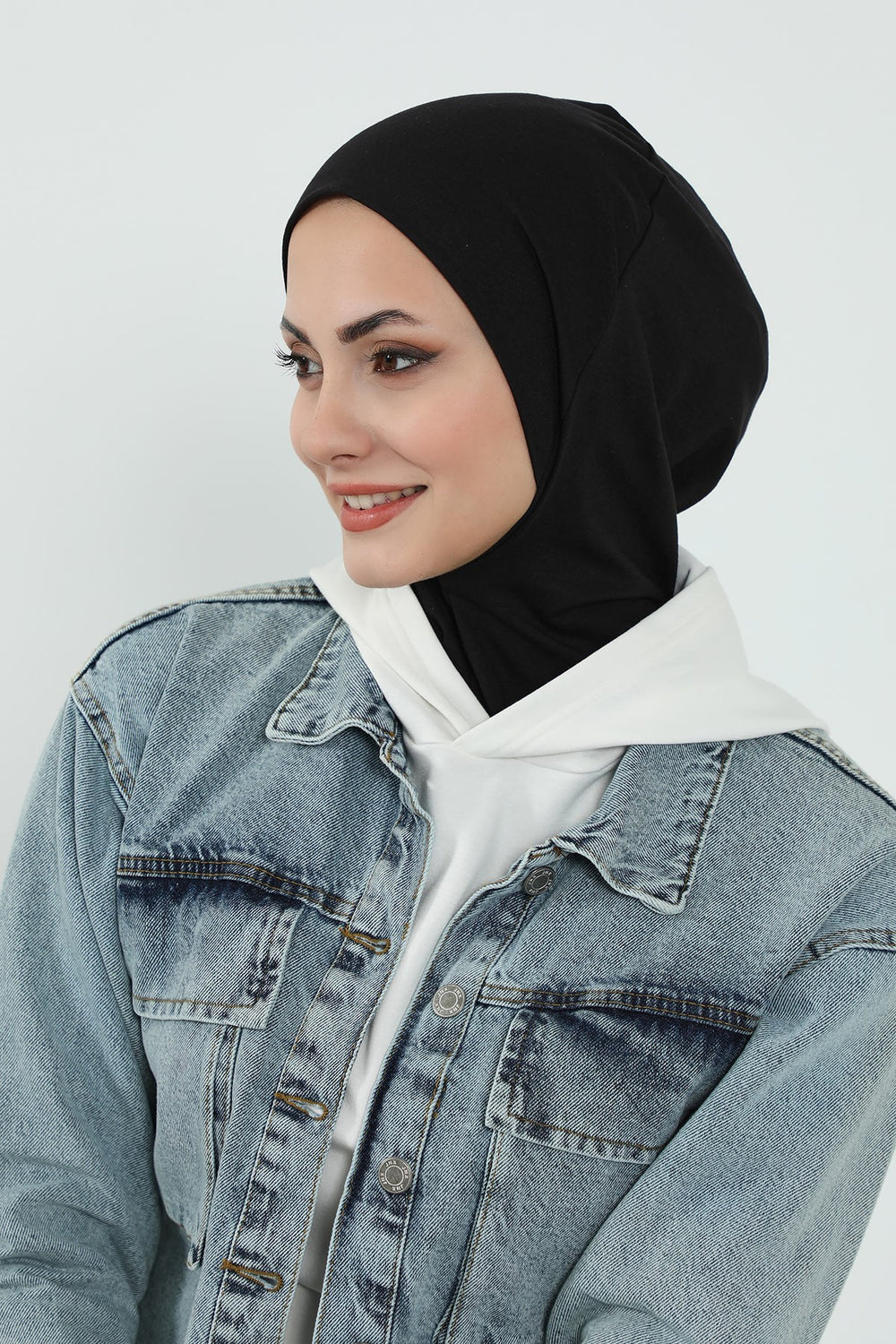 Detachable Visor Cotton Turban for Women Strech Head Wrap Combed Cotton Stylish One-Size Cap,B-82 Black