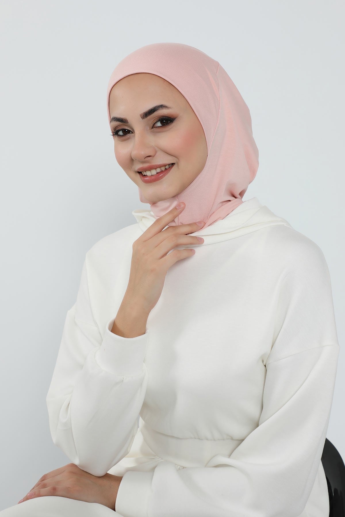 Detachable Visor Cotton Turban for Women Strech Head Wrap Combed Cotton Stylish One-Size Cap,B-82 Powder