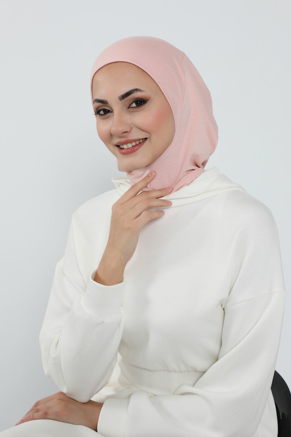 Detachable Visor Cotton Turban for Women Strech Head Wrap Combed Cotton Stylish One-Size Cap,B-82 Powder